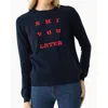 Jumper1234 Ski You Later Cashmere Crew Sweater In Navy In Blue