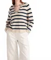 Jumper1234 Stripe Open Collar Sweatshirt In Bright Green & Cream In Neutral