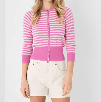 Jumper1234 Stripe Shrunken Cardigan In Peony Cream In Multi