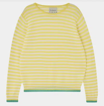 Jumper1234 Tipped Little Stripe Crew In Lightyellow Lily Mint