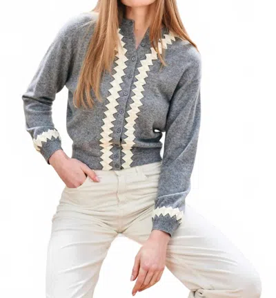 Jumper1234 Twisted Ribbon Cardigan In Mid Grey Cream In Gray