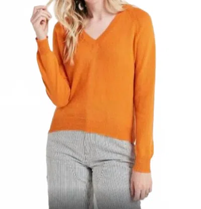 Jumper1234 V Neck Crop Sweater In Orange