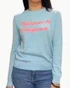 Jumper1234 Welcome Crewneck Sweater In Aqua Neon Coral In Blue