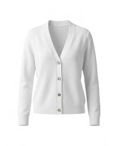 Jumper1234 Women's Cotton Long Sleeve Cardigan In White