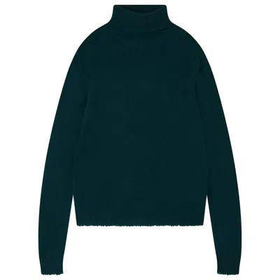 Jumper1234 Women's Distressed Roll Collar Sweater In Khaki Green In Multi
