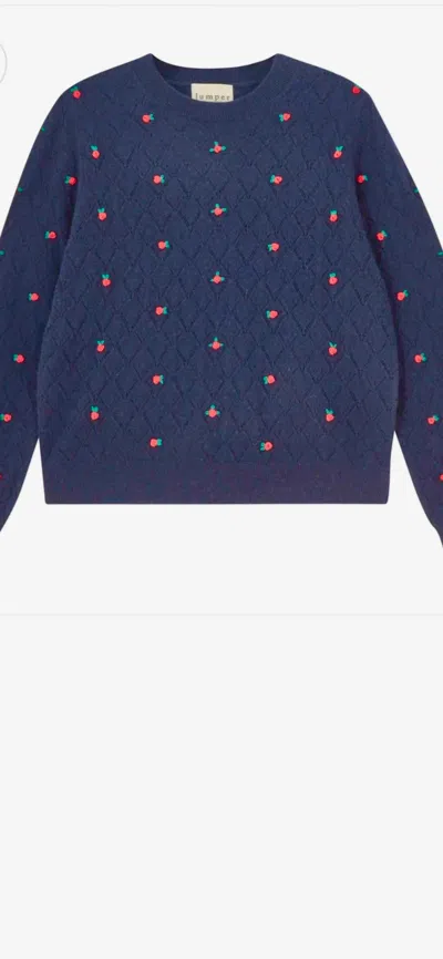 Jumper1234 Women's Fancy Floral Crew Jumper In V1_new Navy_red_greeb In Blue