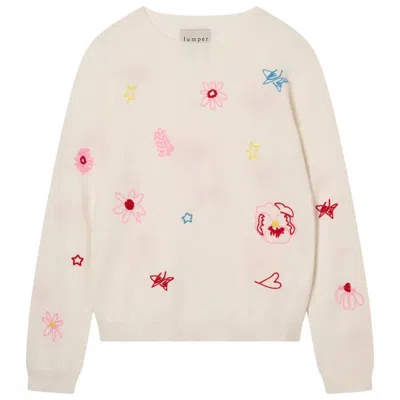 Jumper1234 Women's Floral Tribute Crewneck Sweater In White Multi