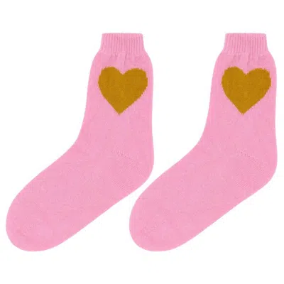 Jumper1234 Women's Heart Socks In Candy Mustard In Pink