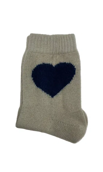Jumper1234 Women's Heart Socks In Sandstone Navy In Brown