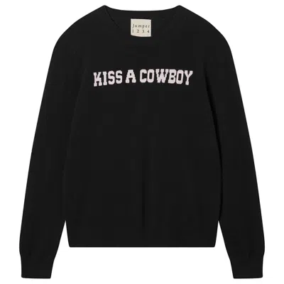 Jumper1234 Women's Kiss A Cowboy Crew Sweater In Black