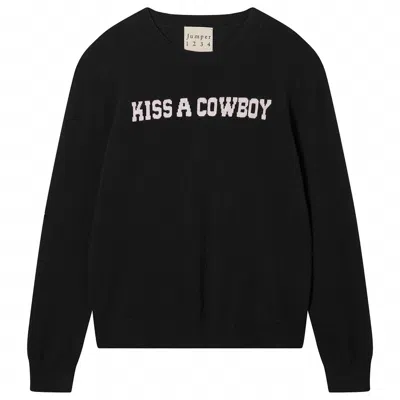 Jumper1234 Women's Kiss A Cowboy Crewneck Sweater In Black