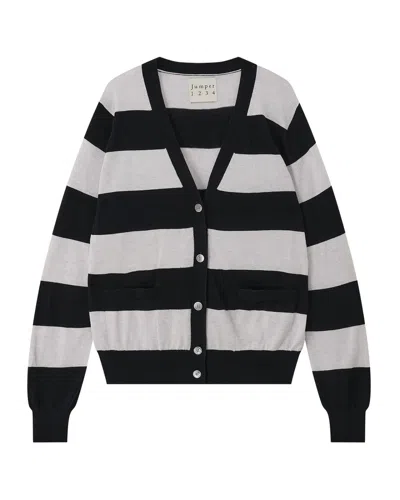 Jumper1234 Women's Slinky Stripe Cardigan In Black Foggy