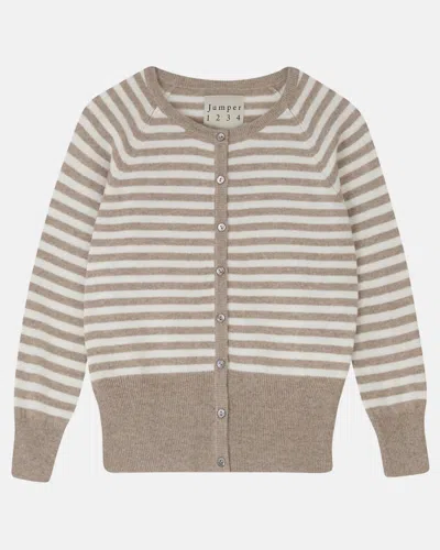 Jumper1234 Women's Stripe Shrunken Cardigan In Light Brown In Beige