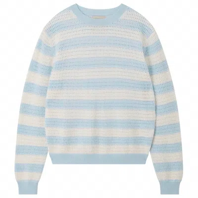 Jumper1234 Women's Striped Textured Sweater In Light Blue/white In Multi