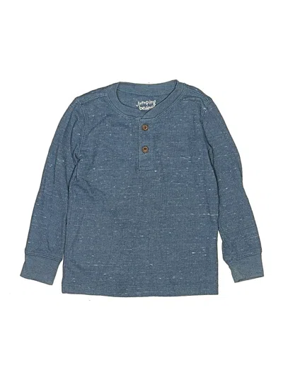 Pre-owned Jumping Beans Kids' Long Sleeve Top Blue Crew Neck Tops