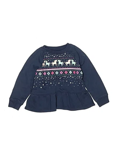 Pre-owned Jumping Beans Kids' Long Sleeve Top Blue Crew Neck Tops