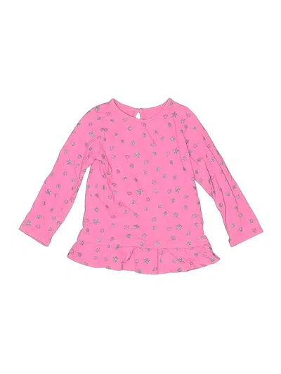 Pre-owned Jumping Beans Kids' Long Sleeve Top Pink Ruffles Neckline Tops