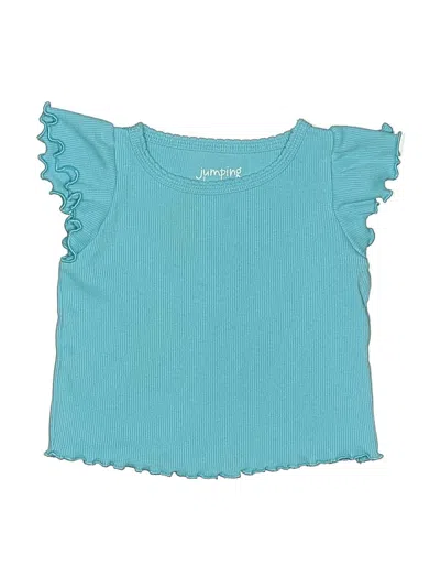 Pre-owned Jumping Beans Babies' Short Sleeve Top Teal Ruffles Neckline Tops