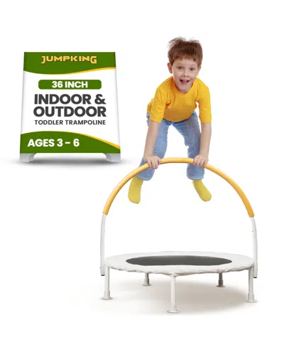 Jumpking Kids' 36" Indoor And Outdoor Toddler Trampoline With Bungie Cords In Ivory White