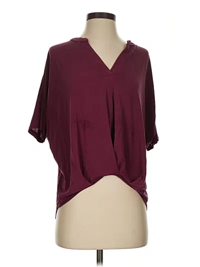 Pre-owned Jun & Ivy Short Sleeve Blouse In Burgundy