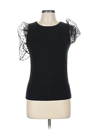 Pre-owned Jun & Ivy Short Sleeve Top Black Sweetheart Neckline Tops