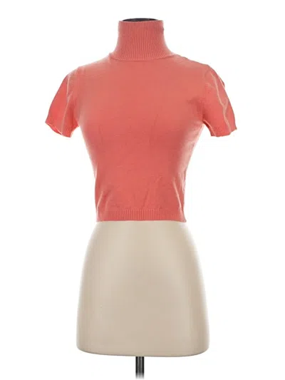 Pre-owned Jun & Ivy Short Sleeve Top Orange Turtleneck Tops