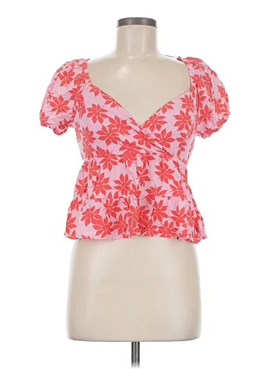 Pre-owned Jun & Ivy Short Sleeve Top Red Sweetheart Neckline Tops