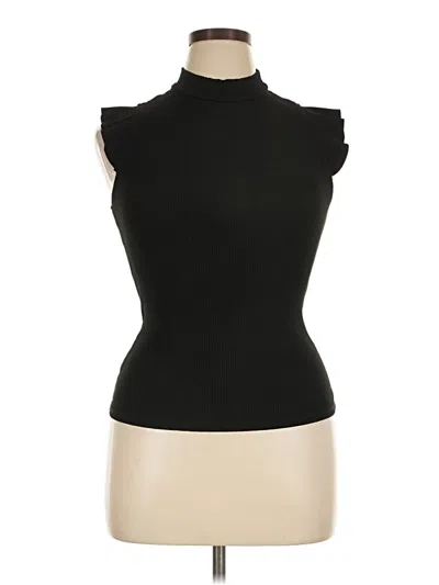 Pre-owned Jun & Ivy Short Sleeve Turtleneck In Black