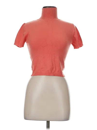 Pre-owned Jun & Ivy Short Sleeve Turtleneck In Orange