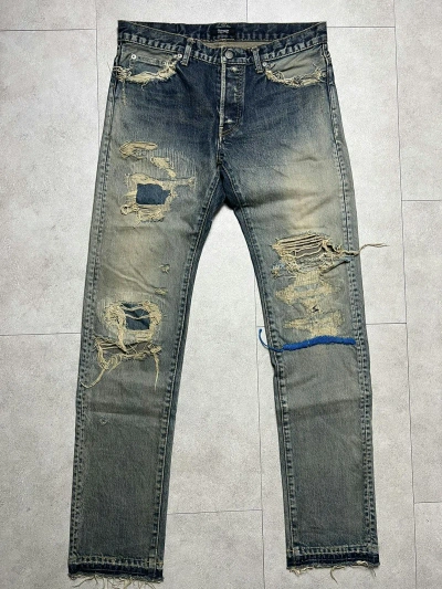 Pre-owned Jun Takahashi X Undercover 68 Blue Yarn Denim Jeans In Indigo