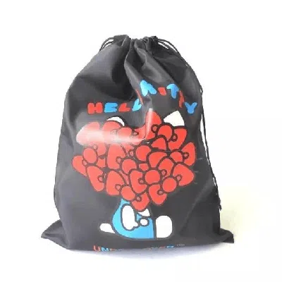 Pre-owned Jun Takahashi X Undercover Hello Kitty Bag Drawstring Pouch Bag In Black