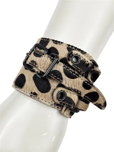 Pre-owned Jun Takahashi X Undercover Ss13 Undercover Leopard Cheetah Hair Wrapped Buckle Bracelet In Brown
