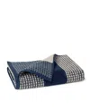 Juna Check Bath Towel In Dark Blue/sand