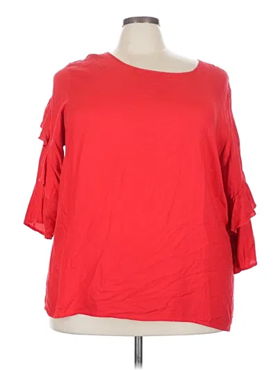 Pre-owned Junarose 3/4 Sleeve Top Red Cold Shoulder Neckline Tops