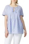 JUNAROSE EMBROIDERED TIE TOP IN BLUE