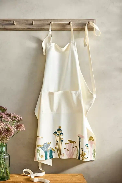 June & December Moss + Mushroom Cotton Apron In White