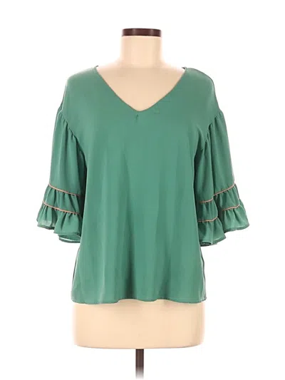 Pre-owned June & Hudson 3/4 Sleeve Blouse In Green