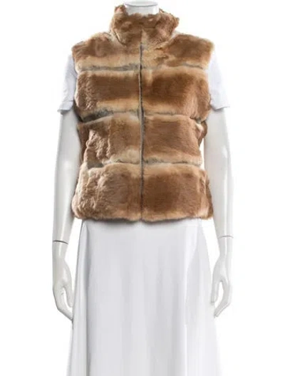 Pre-owned June Faux Fur Vest In Brown