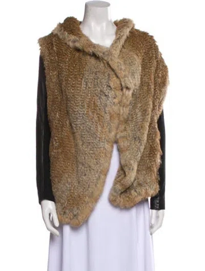Pre-owned June Fur Colorblock Pattern Faux Fur Jacket In Neutral