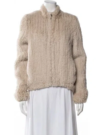 Pre-owned June Fur Faux Fur Jacket In Neutral