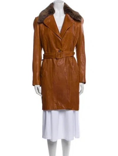 Pre-owned June Lambskin Faux Fur Vest In Brown