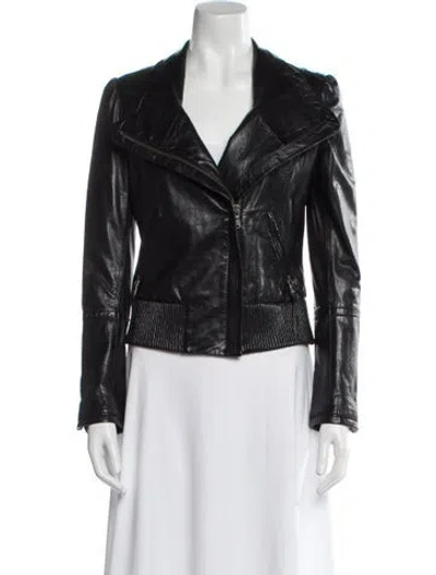 Pre-owned June Leather Biker Jacket In Black