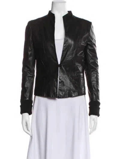 Pre-owned June Leather Biker Jacket In Black