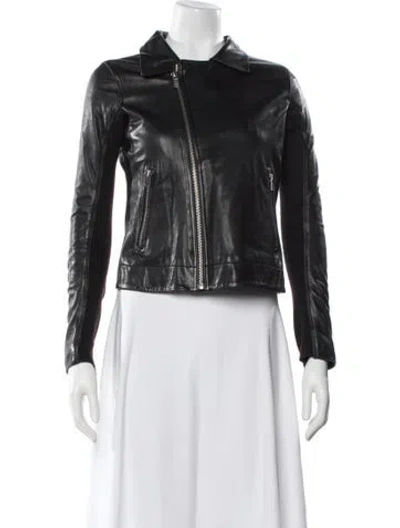 Pre-owned June Leather Biker Jacket In Black