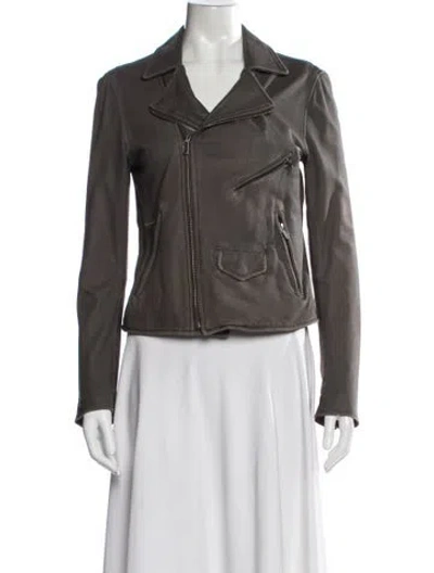 Pre-owned June Leather Biker Jacket In Brown