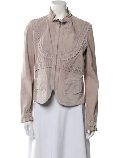 Pre-owned June Leather Biker Jacket In Neutral