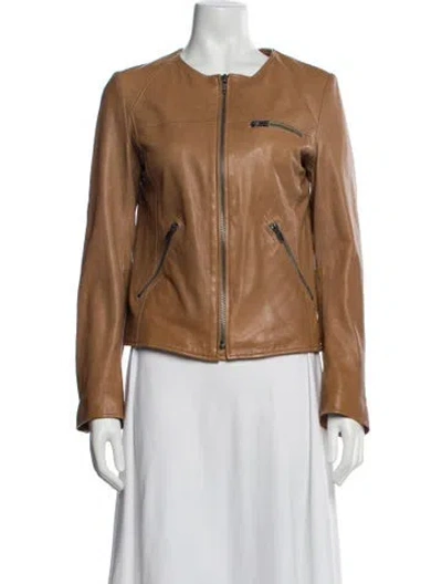 Pre-owned June Leather Biker Jacket In Neutral