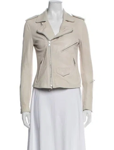 Pre-owned June Leather Biker Jacket In Neutral