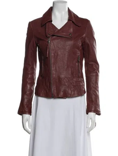 Pre-owned June Leather Biker Jacket In Red