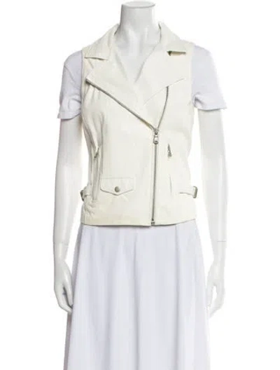 Pre-owned June Leather Biker Jacket In White